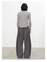 Reversible Pleated Brushed Low Rise Pants