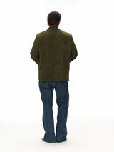 Men's Moss Green Cashmere Leather Blazer