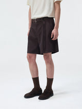 Triacetate Blend Belted Pleated Suit Shorts