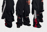 Double Waistband Two-In-One Black-Red Racing Pants