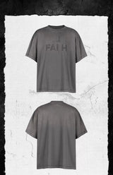 Washed Gray Distressed Vintage Print Tee