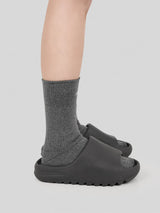 Grey Washed Frayed Embroidered Logo Socks