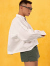 Black White Blue Striped Cropped Shirts
