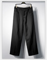 Wide Leg Wrinkle-free Wool Trousers