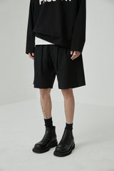 Draped Drawstring Elastic Waist Pleated Shorts