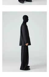 Men's Cropped Black Padded Drapey Blazer