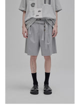 Draped Drawstring Wide Shorts