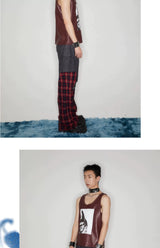 Y2K Punk Lace-Up Plaid Cargo Pants