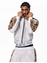 Men's Leopard Fur Hooded Cardigan