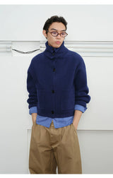 Men's High Neck Wool Cardigan
