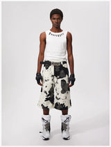 Cropped Cow Print Faux Fur Shorts