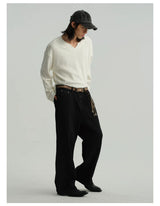 Cropped V-Neck Jacquard Sweatshirt