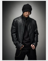 Asymmetric Wild Cowhide Leather Jacket