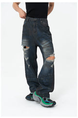 Black Ripped Distressed Wide Leg Jeans