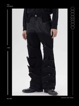 Unisex Deconstructed Black Patchwork Straight Jeans