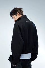 Asymmetric Zip Cropped Turtleneck Jacket
