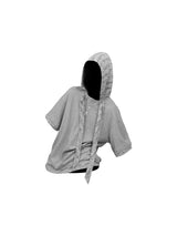 Detachable Hooded Distressed Knit Henley Tee