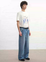 Printed Short-sleeve Tee with Tencel Wool