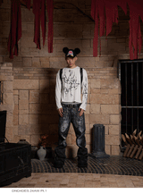 Digital Print Chain Lace Flared Pants