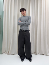 Black Gray Lightweight Washed Parachute Pants