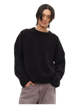 Cable Knit Cotton Drop Shoulder Sweater