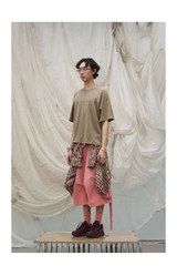 Oversized Adjustable Bow Pink-Washed Denim Shorts