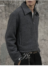 Cropped Wide Structured Terry Wool Jacket