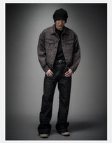Washed Grey Boxy Denim Jacket
