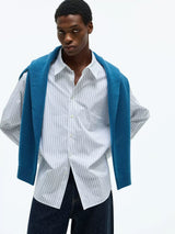 Stripe Cotton Blend Casual Shirt