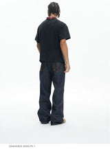 High-Density Embroidery Flared Raw Denim Jeans