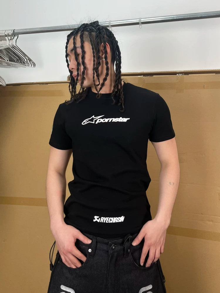 Motorcycle Graphic Print Cotton Tee