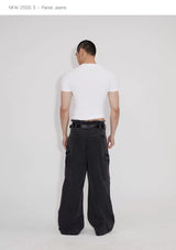 Three-Piece Raw Hem Curved Jeans