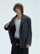 Two-Tone Distressed Oversized Casual Blazer