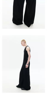 Loose Black Pleated Wide Leg Sweatpants