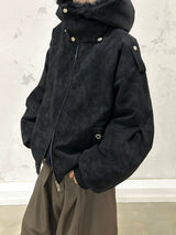 Detachable Scarf Hooded Frosted Leather Coat