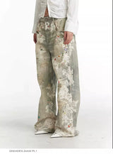 Vintage Digital Lace Print Flare Jeans