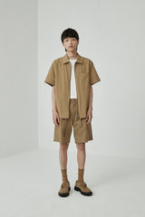 Draped Drawstring Elastic Waist Pleated Shorts