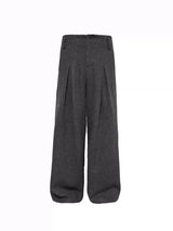 Pleated Wide Leg Wool Blend Pants
