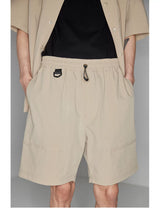 Plaid Multi-Pocket Elastic Waist Shorts