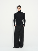 Slim Fit Ribbed Knit Long Sleeve Tops
