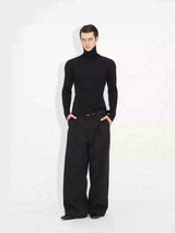 Long Sleeve Turtleneck Ribbed Knit Top