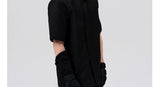 Asymmetric Slant Collar Short Sleeve Shirt