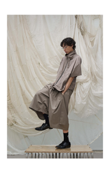 Pleated Draped Cropped Dress Pants