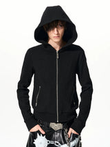 Men's Black Skull Cross Zip Hoodie