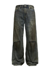 Distressed Cut Splatter Jeans