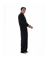 Hollow-out Long-sleeve Polo Shirt