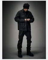 Dark Waxed Oversized Denim Shirt Jacket