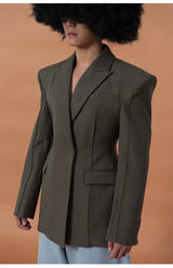 Men's Sage Green Padded Cinched Blazer