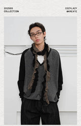 Men's Loose Colorblock V-neck Wool Sweater