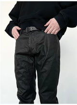 Black Waxed Flared Jeans
